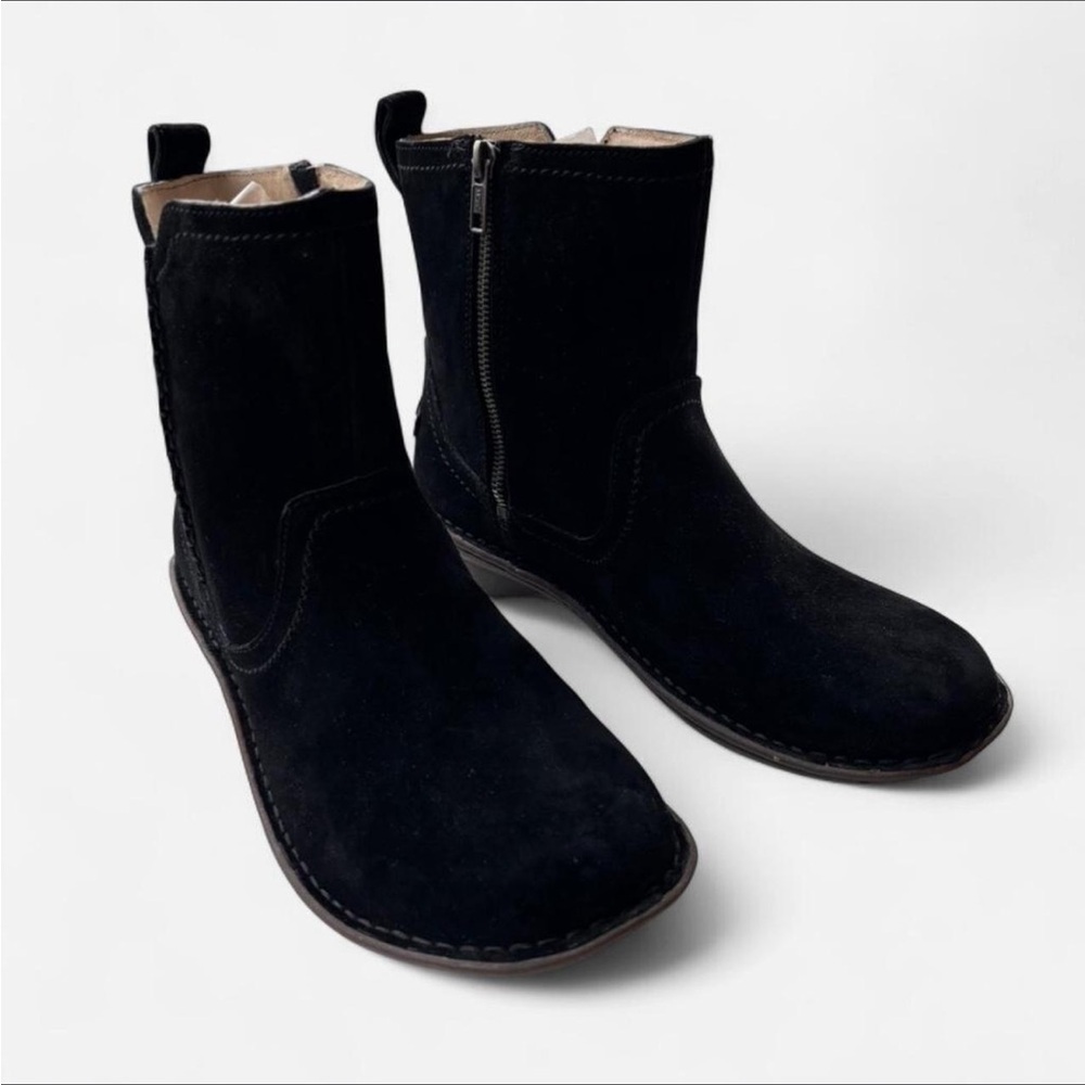 UGG Black Suede Mid-Calf Zip Ankle Boots